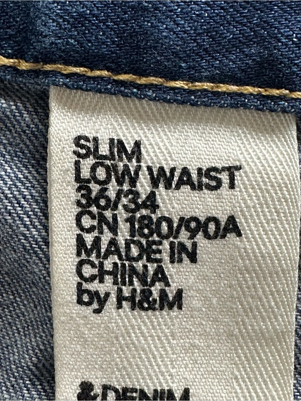 &Denim Slim Low Waist Jeans Men’s Size 36x34 Medium Wash Y2K Casual Stretch